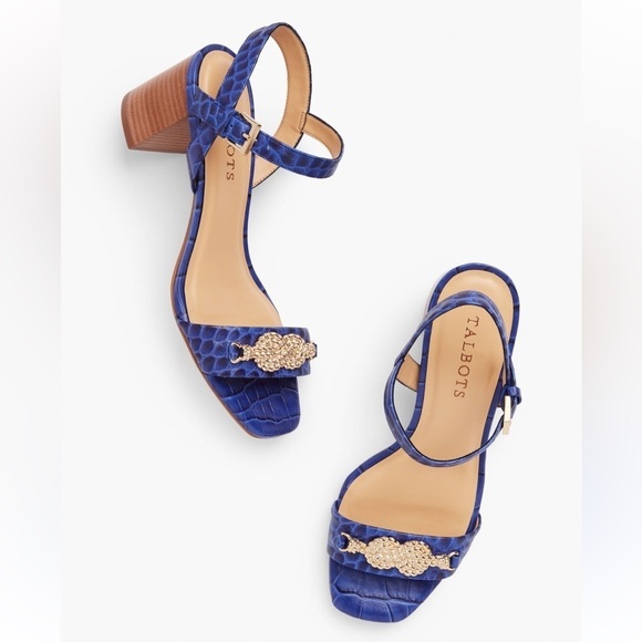 Talbots Shoes - TALBOTS SERA KNOT CROC-EMBOSSED
SANDALS Royal Blue SZ 9 Old Money Timeless Chic